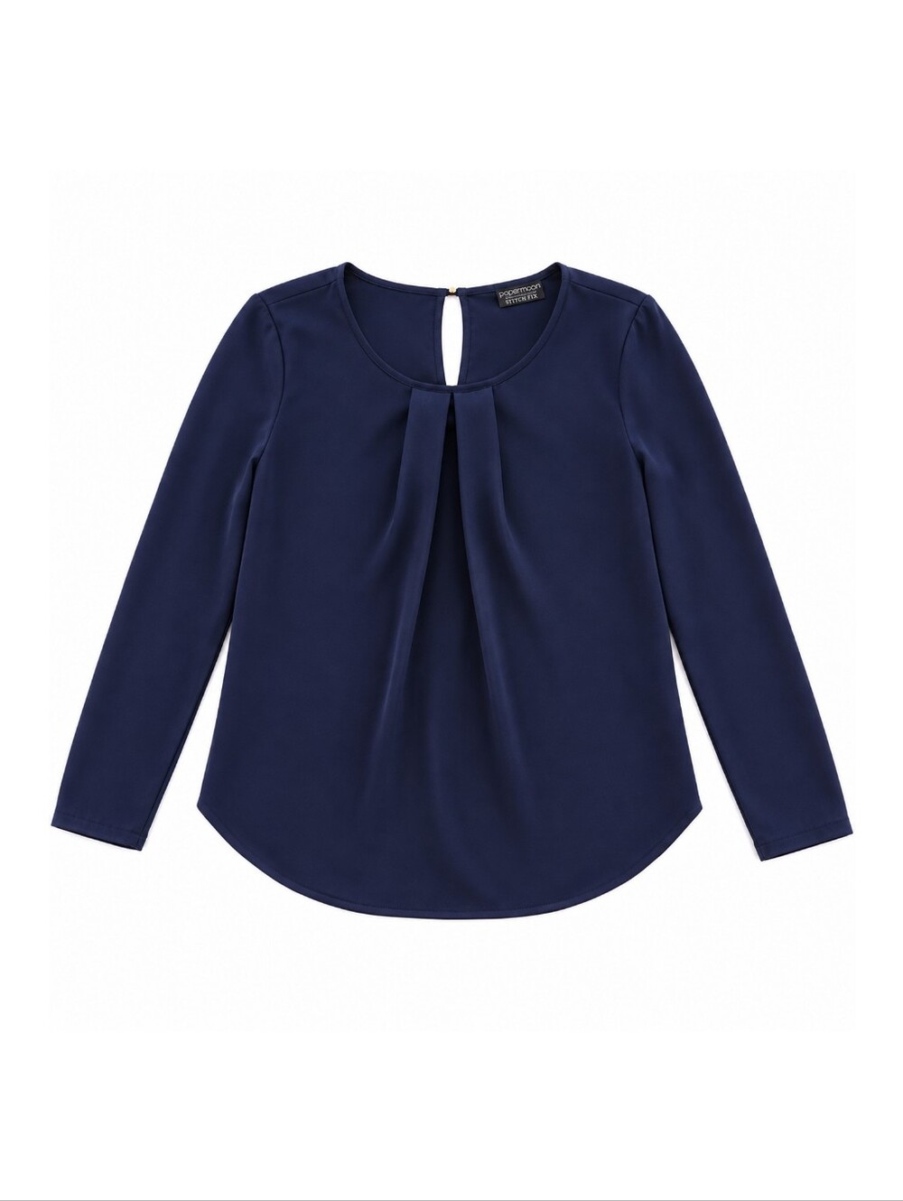 Papermoon Stitch Fix Navy Pleated Blouse Small Petite